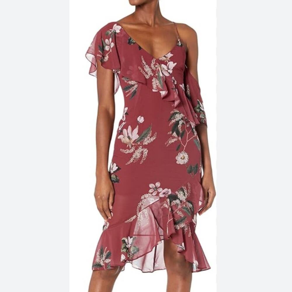 Keepsake‎ the Label Every Way Asymmetrical Ruffle Floral Dress Size M